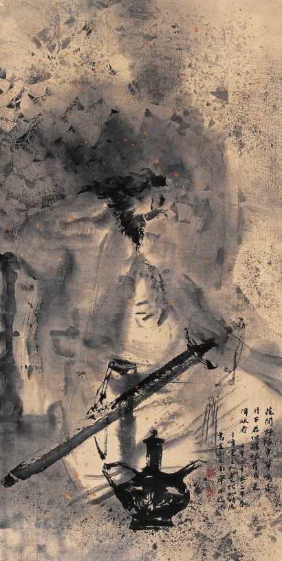 吴佰如 壬午（2002年）作 武士 镜心